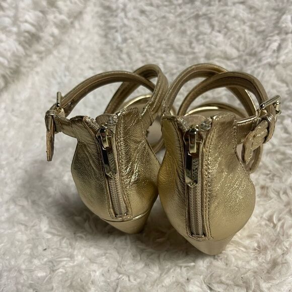 Sam Edelman Metallic Gold Women's strap wedge Sandals SZ8.5M - Picture 6 of 9